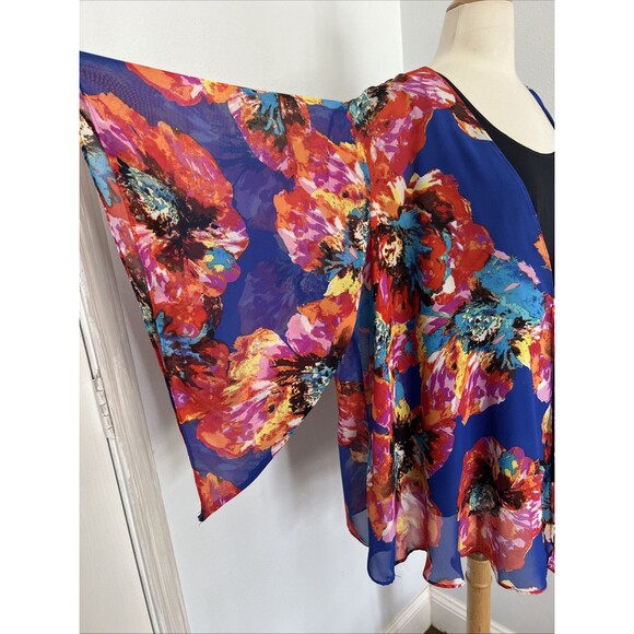 Sara‎ Michelle Blouse Womens 3X Floral Flutter Sleeves Whimsical Romantic Fairy - Picture 14 of 16